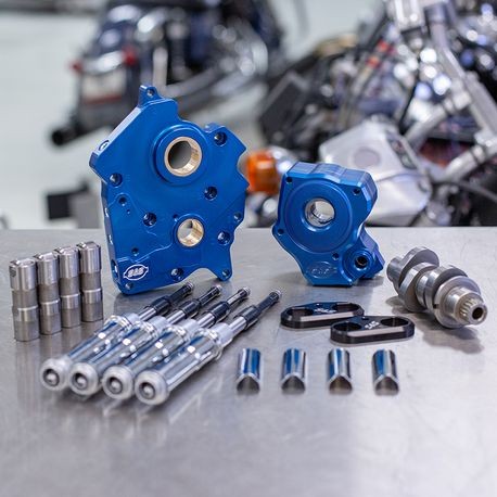 Chain Drive 475C Cam Chest Kit with Chrome Pushrod Tubes for Oil Cooled 2017-up M8 Models